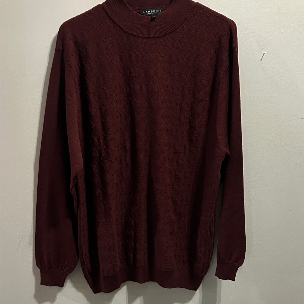 Men's Maroon Textured Crewneck Sweater